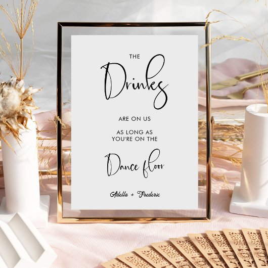 Minimal die Getränke sind auf uns Open Bar Wedding Poster