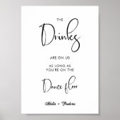Minimal die Getränke sind auf uns Open Bar Wedding Poster (Vorne)