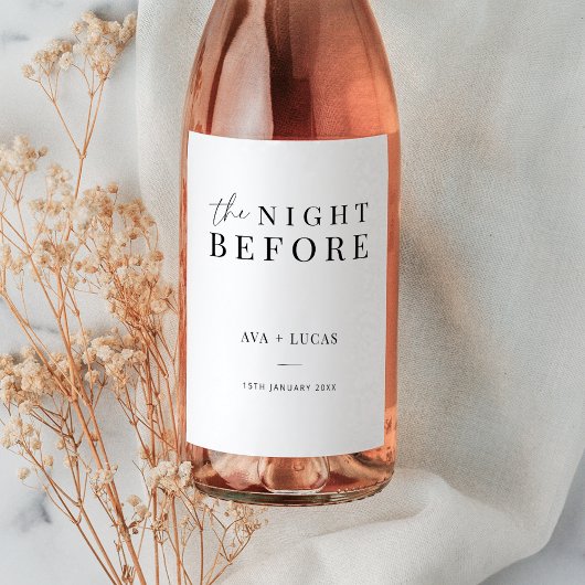 Minimal die Nacht vor der Probe Abendessen Weinetikett