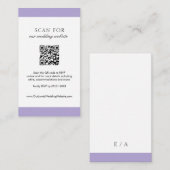 Minimal Digital Lavender Modern QR Code Hochzeit Begleitkarte (Vorne/Hinten)