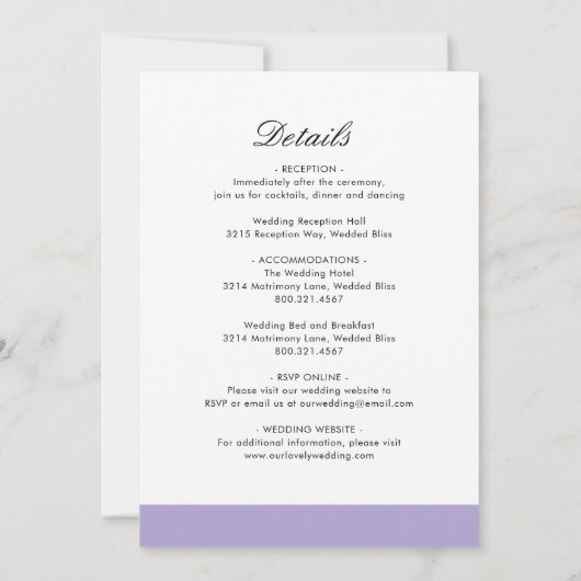 Minimal digitaler Lavendel, modern und zeitgemäß Einladung (Rückseite)