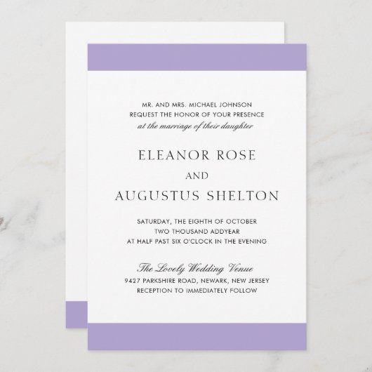 Minimal digitaler Lavendel, modern und zeitgemäß Einladung (Vorne/Hinten)