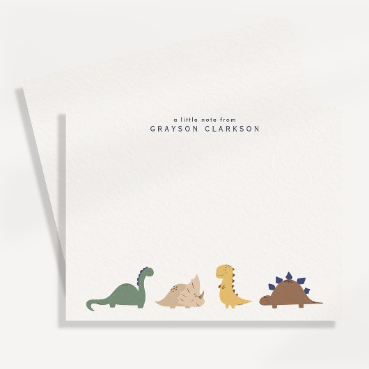 Minimal Dinosaur Kids Note Card Set Personalized Einladung