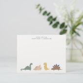 Minimal Dinosaur Kinder Notizkarten Set Personalis Einladung (Stehend Vorderseite)