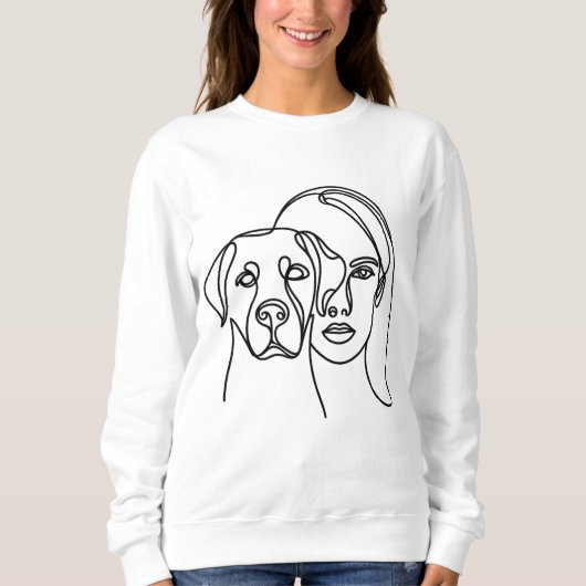 Minimal Dog Mom Line Art Portrait Sweatshirt (Vorderseite)
