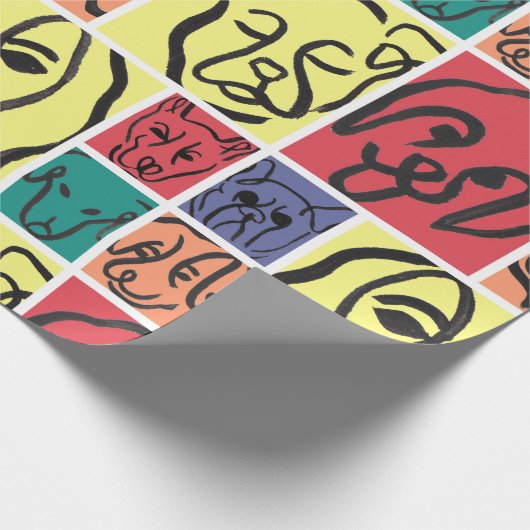 Minimal Dogs Line Art Collage Geschenkpapier (Ecke)