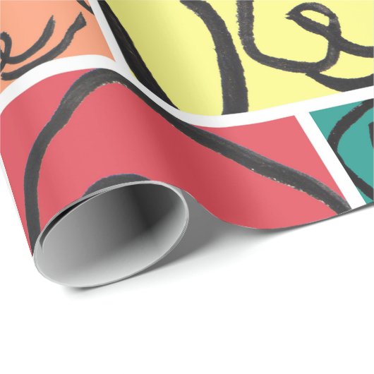 Minimal Dogs Line Art Collage Geschenkpapier (Rolleneckpunkt)