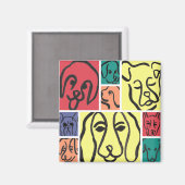 Minimal Dogs Line Art Collage Magnet (Vorderseite/Rückseite)