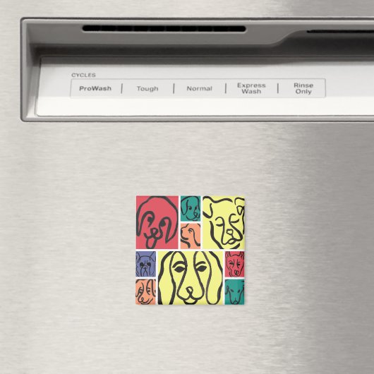 Minimal Dogs Line Art Collage Magnet (In Situ (Geschirrspüler))