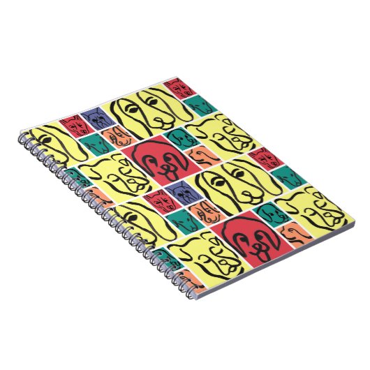 Minimal Dogs Line Art Collage Notizblock (Rechte Seite)