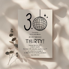 Minimal Doodle 30. Disco Ball Geburtstag Einladung