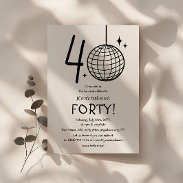 Minimal Doodle 40. Disco Ball Geburtstag Einladung