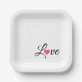 Minimal Dotted Heart Design Pappteller (Vorderseite)