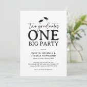 Minimal Double Graduation Party  Einladung (Stehend Vorderseite)