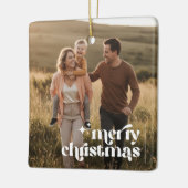 Minimal Double Sided Retro Family Photo Christmas Keramikornament (Links)