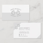 Minimal Dumbell Personal Trainer Grau & Weiß Visitenkarte (Vorne/Hinten)