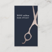 Minimal dunkelblaue Imitate Metallscheren Visitenkarte (Vorderseite)