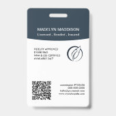 Minimal dunkelblauer Foto Notar Signierung Agent B Ausweis (Rückseite)