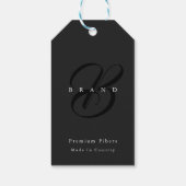 Minimal Dunkelgrau Schwarz-Elegant Monogram Compan Geschenkanhänger (Rückseite)