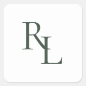 Minimal dunkle Forest Green Wedding Couple Initial Quadratischer Aufkleber (Vorderseite)