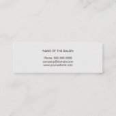 Minimal dunkle Imitate Silver Scissor Haar Stylist Mini Visitenkarte (Rückseite)