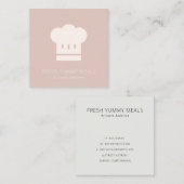 Minimal Dusky Blush Rose Rosa Koch Hat Catering Quadratische Visitenkarte (Vorne/Hinten)