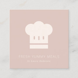 Minimal Dusky Blush Rose Rosa Koch Hat Catering Quadratische Visitenkarte