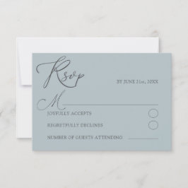 Minimal Dusty Blu UAWG Typografy Wedding RSVP Karte