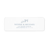 Minimal Dusty Blue Botanical Leaf Rücksendeadresse (Vorne)