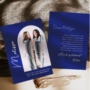 Minimal Dusty Blue Bridesmaid Proposal Card Einladung