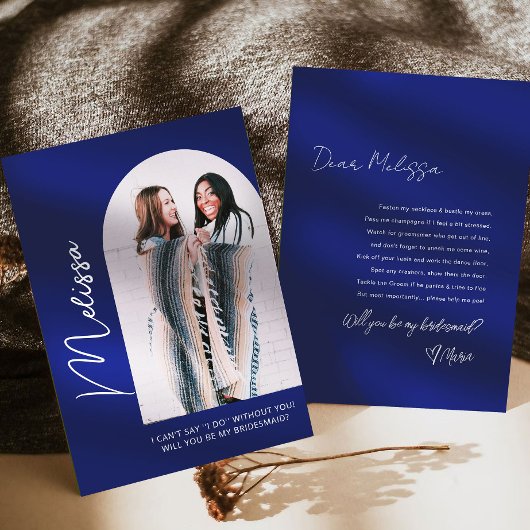 Minimal Dusty Blue Bridesmaid Vorschlag Card Einladung