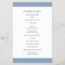 Minimal Dusty Blue Elegante Budget Hochzeitsprogra Flyer
