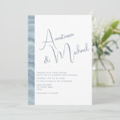 Minimal Dusty Blue Elegante Hochzeit Einladung (Stehend Vorderseite)