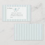 Minimal Dusty Blue Elephant Sketch Diaper Raffle Begleitkarte (Vorne/Hinten)