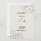 Minimal Dusty Blue Floral Wedding Einladung (Vorderseite)