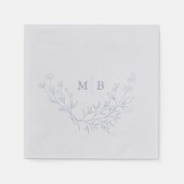 Minimal Dusty Blue Formal Monogram Wedding Napkins Serviette (Vorderseite)