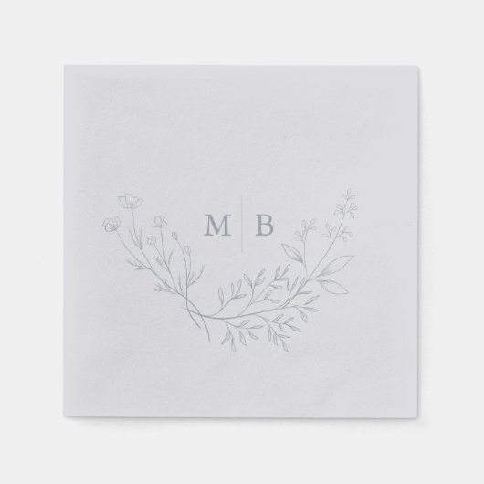 Minimal Dusty Blue Formal Monogram Wedding Napkins Serviette (Vorderseite)