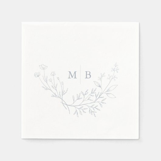 Minimal Dusty Blue Formal Monogram Wedding Napkins Serviette (Vorderseite)