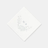 Minimal Dusty Blue Formal Monogram Wedding Napkins Serviette (Ecke)