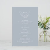Minimal Dusty Blue Formal Monogram Wedding Program (Stehend Vorderseite)