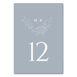 Minimal Dusty Blue Formal Monogram Wedding Tischnummer