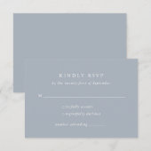 Minimal Dusty Blue Formal Wedding RSVP Card Karte (Vorne/Hinten)