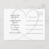 Minimal Dusty Blue Foto & Herz Save the Date An Ankündigungspostkarte (Rückseite)