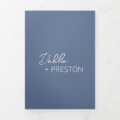 Minimal Dusty Blue Foto Moderne Hochzeit Dreifach Gefaltete Einladung (Cover)