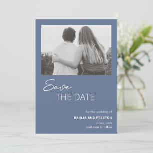 Minimal Dusty Blue Foto Moderne Hochzeit Save The Date