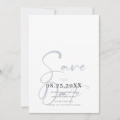 Minimal Dusty Blue Foto Wedding Save the Date (Vorderseite)