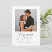 Minimal Dusty Blue Foto Wedding Save the Date (Stehend Vorderseite)