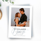 Minimal Dusty Blue Foto Wedding Save the Date