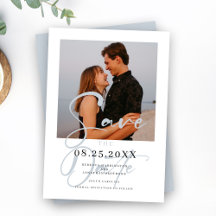 Minimal Dusty Blue Foto Wedding Save the Date