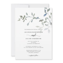 Minimal Dusty Blue Green Watercolor Floral Wedding